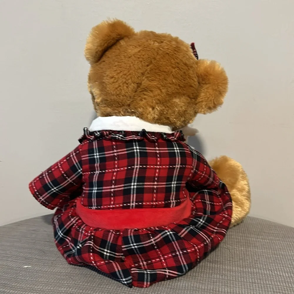 Brooks Brothers 19” plush Teddy Bear w/ lamb. Dressed in Red Plaid dress.